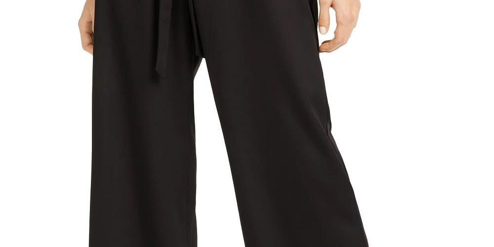 BCX Junior's Wide Leg Paperbag Pants Black Size Medium