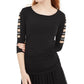 BCX Juniors' Rhinestone-Embellished Ladder-Trim Top Black Size Small