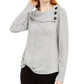BCX Junior's Button Trim Ribbed Sweater Gray Size X-Large