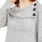 BCX Junior's Button Trim Ribbed Sweater Gray Size X-Large
