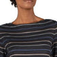 Anne Klein Women's Striped Boatneck T-Shirt Blue Size Medium