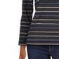 Anne Klein Women's Striped Boatneck T-Shirt Blue Size Medium