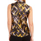 Kasper Women's Petite Printed Tie-Neck Top Yellow Small