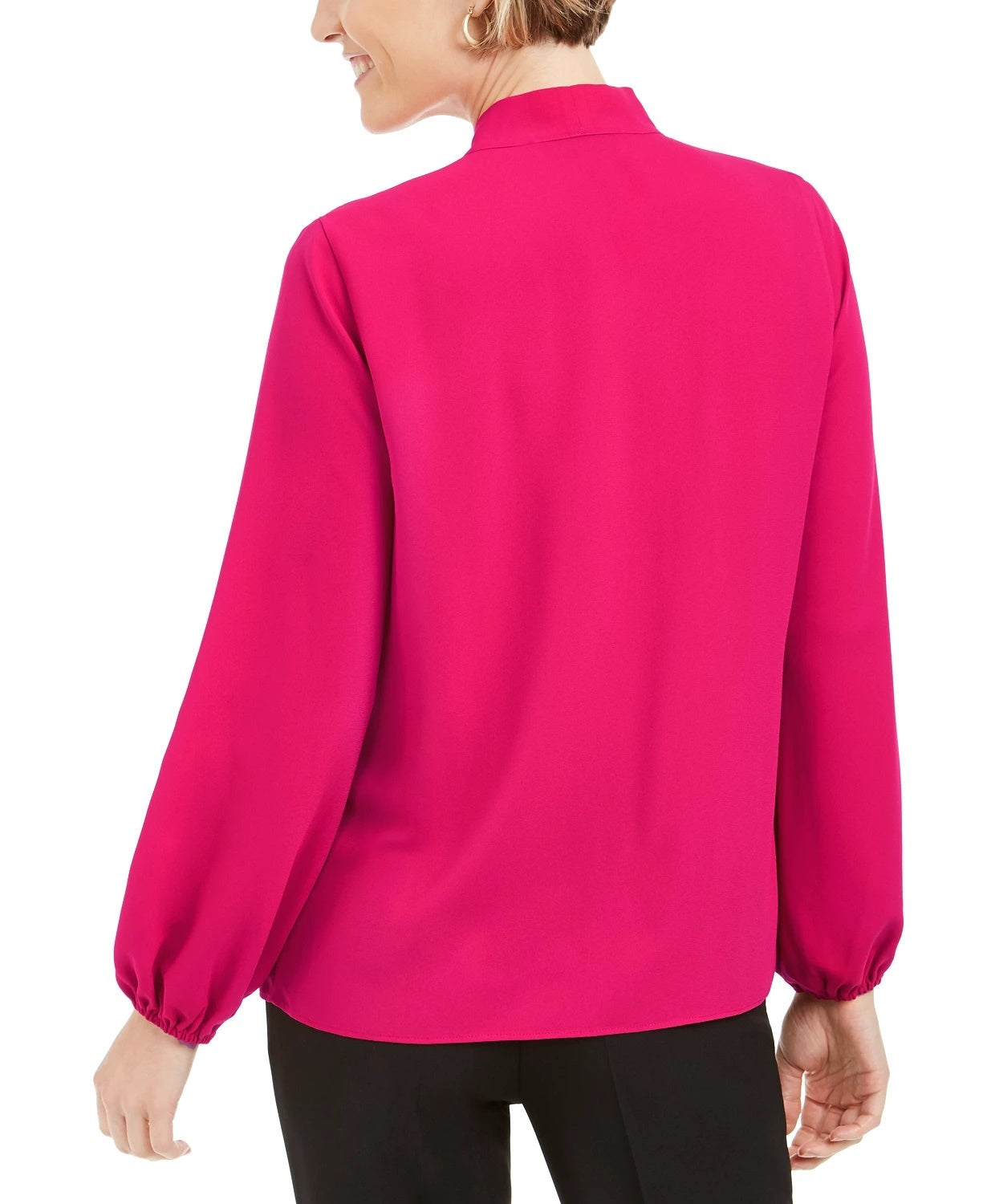Kasper Women's Ruffled Tie-Neck Blouse Pink Size Small