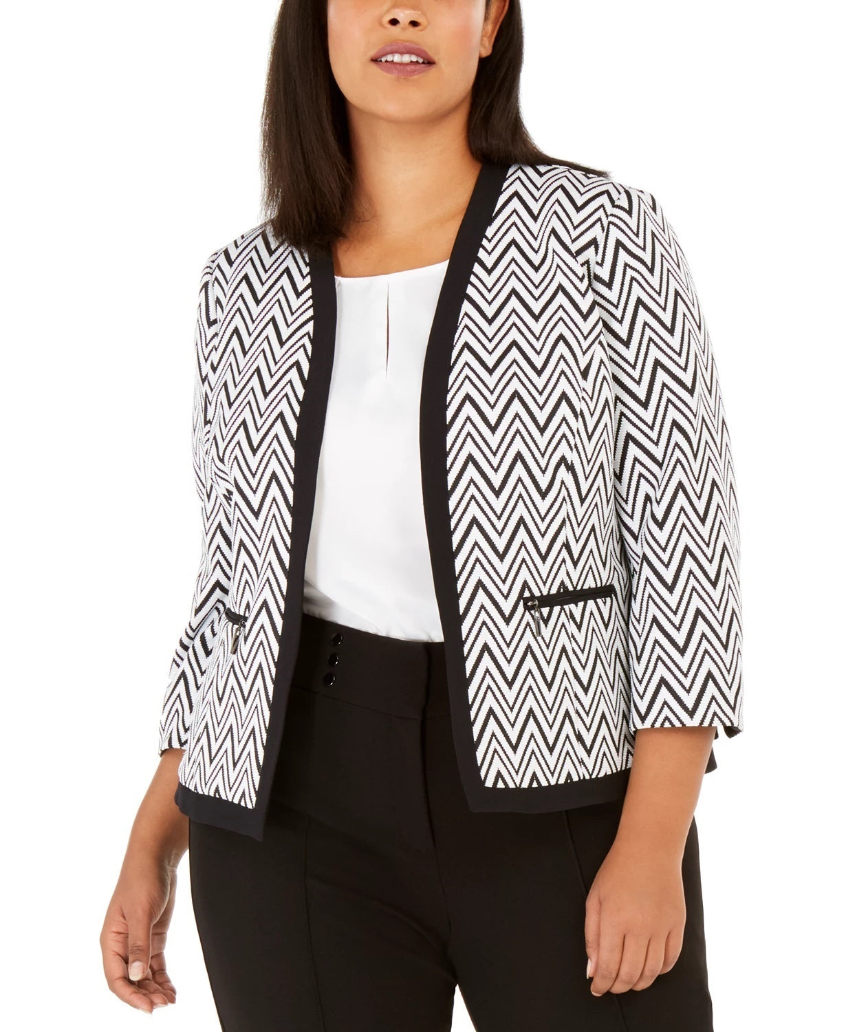 kasper-womens-zippered-pocketed-chevron-wear-to-work-jacket-charcoal-size-14-w-1