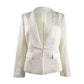 Kasper Women's Tonal-Print Shawl-Lapel Blazer Beige Size 4