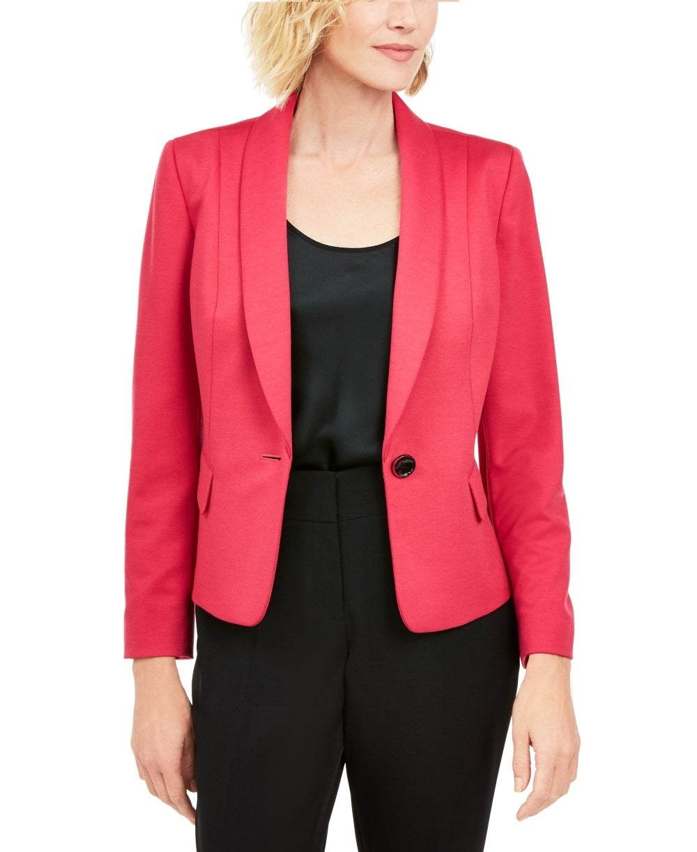 Kasper Women's Shawl Collar Single Button Blazer Pink Size 16 Petite