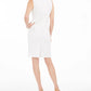 Kasper Women's White Textured Zippered Sleeveless Jewel Neck Above The Knee Sheath Cocktail Dress Natural Size 10