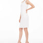 Kasper Women's White Textured Zippered Sleeveless Jewel Neck Above The Knee Sheath Cocktail Dress Natural Size 10
