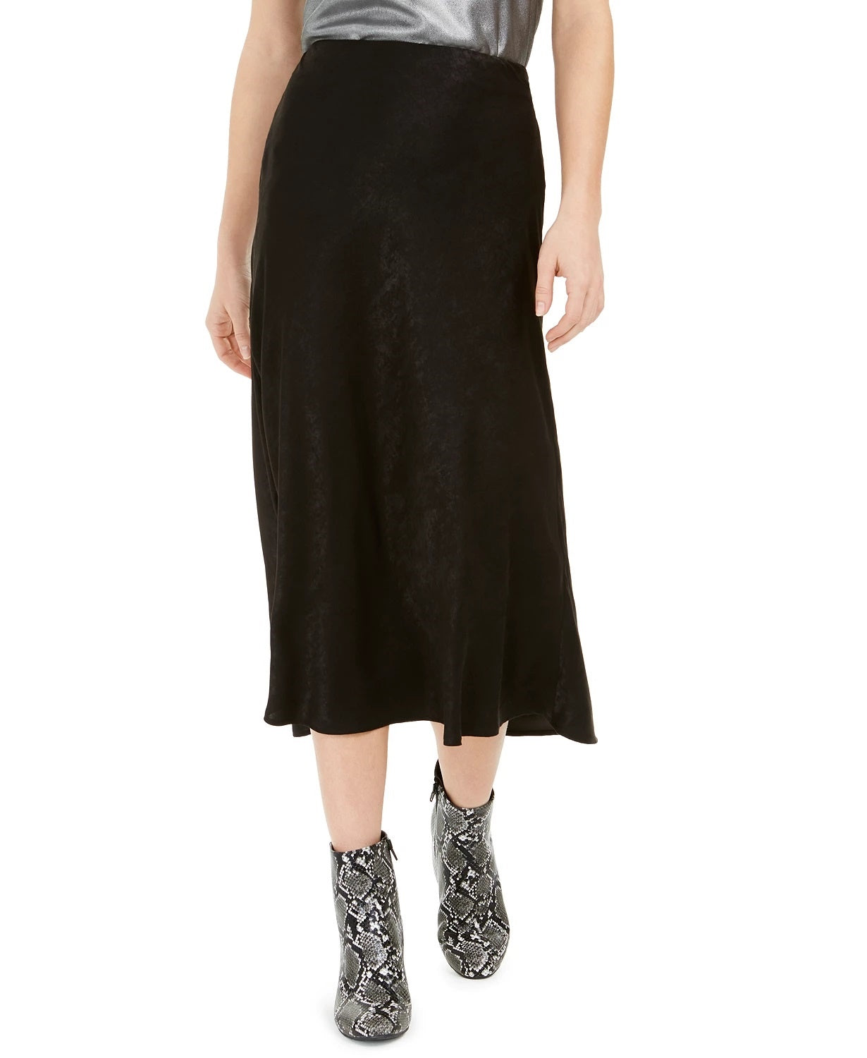 Bar III Women's Shimmer Midi Skirt Black Size Small