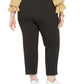 Bar III Women's Belted Striped Straight Leg Pants Charcoal Size 14W