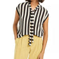 Bar III Women's Striped Tie Neck Blouse Black Size Medium
