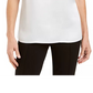 Kasper Women's Pleated Neck Keyhole Blouse White Size Petite Large