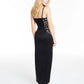 BCX Women's Embroidered Spaghetti Strap Maxi Sheath Formal Dress Black Size 11