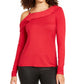 Thalia Sodi Women's Ruffled One Shoulder Top Red Size Small