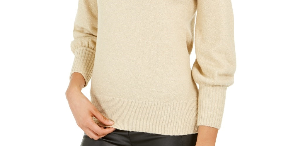 Thalia Sodi Women's Cold Shoulder Cowl Neck Sweater Gold Size Medium