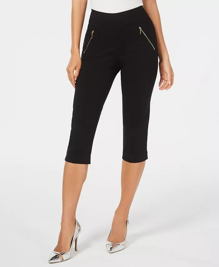 Thalia Sodi Women's Cropped Zip-Trim Pants Black Size Small