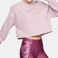 Under Armour Women's Logo Graphic Long Sleeve Crew Neck Crop Top Sweater Pink Size X-Large