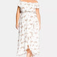 City Chic Women's Trendy Plus Size Floral-Print Off-The-Shoulder Dress White Size 16 Plus