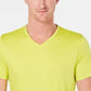 Alfani Men's Short Sleeve V Neck Tee Shirt Stretch Yellow Size Large