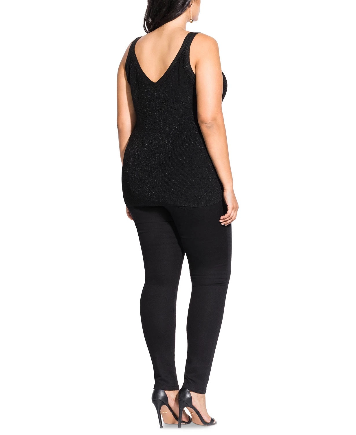 City Chic Women's Trendy Plus Size V-Neck Knit Top Black Size 22W