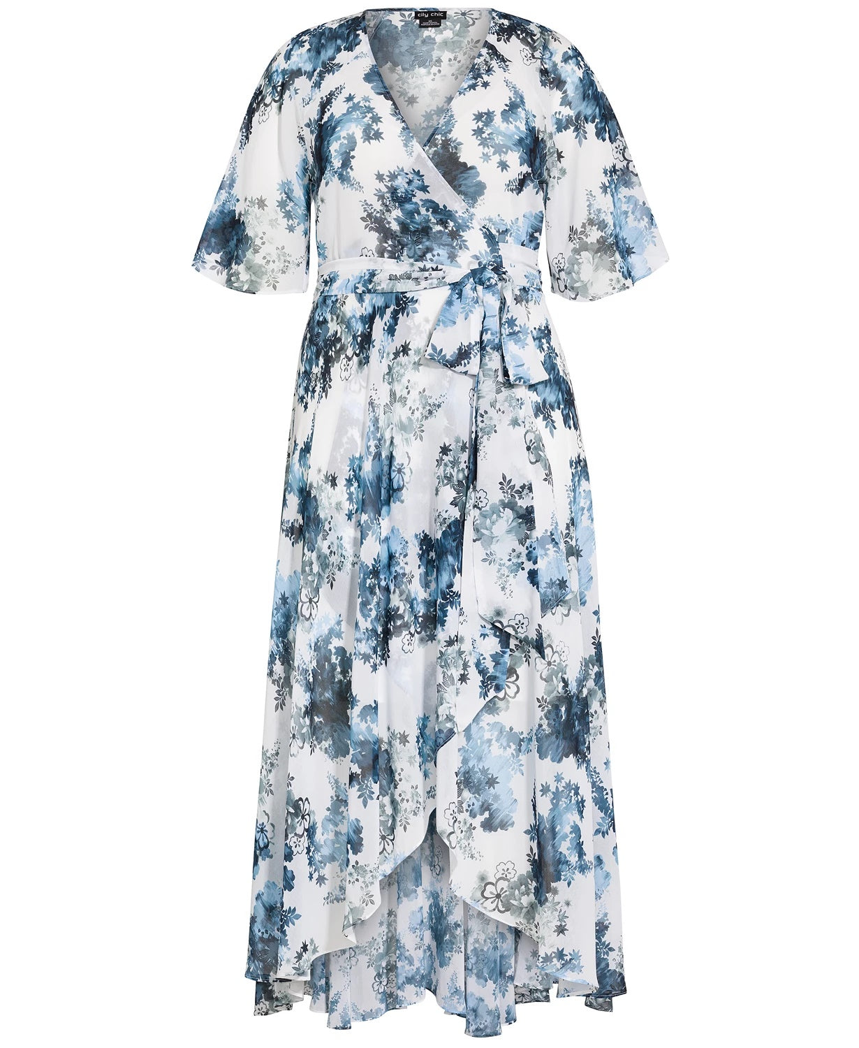 City Chic Women's Kenji Floral Wrap Maxi Dress White Size 18W