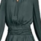 Current Air Women's Shirred Waist Split Neck Top Green Size Large
