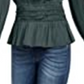 Current Air Women's Shirred Waist Split Neck Top Green Size Large
