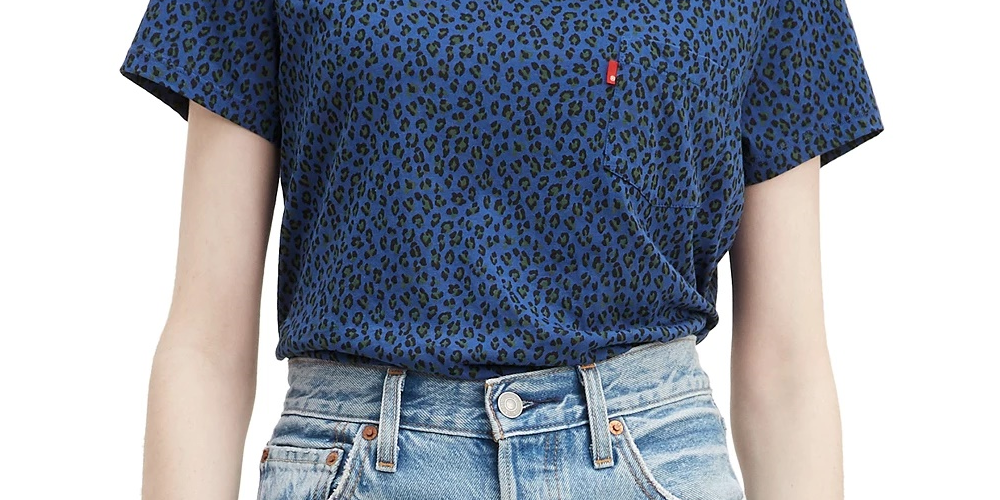 Levi's Women's Cotton Printed Perfect T-Shirt Navy Size Small