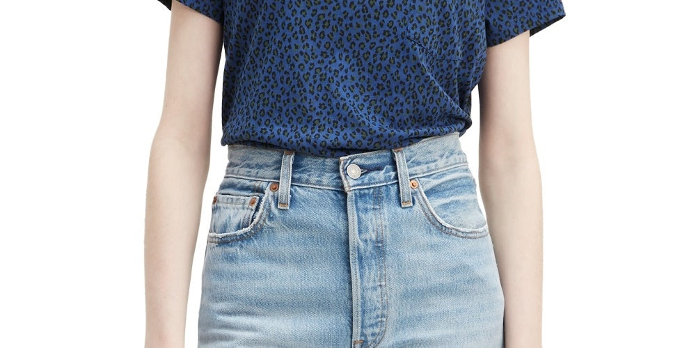 Levi's Women's Cotton Printed Perfect T-Shirt Navy Size XX-Large