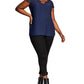 City Chic Women's Lace Yoke Blouse Blue Size 18W
