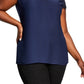 City Chic Women's Lace Yoke Blouse Blue Size 18W