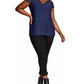 City Chic Women's Lace Yoke Blouse Blue Size Petite Small