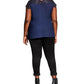 City Chic Women's Lace Yoke Blouse Blue Size Petite Small