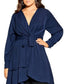 City Chic Women's Trendy Shibara Surplice Wrap Top Blue Size Petite Small