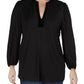 Ralph Lauren Women's Plus Velvet Trim V-Neck Blouse Black Size 1X