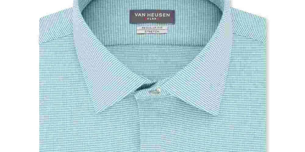 Van Heusen Men's Regular-Fit Performance Stretch Wrinkle-Free Flex Collar Dress Shirt Blue Size 36x37