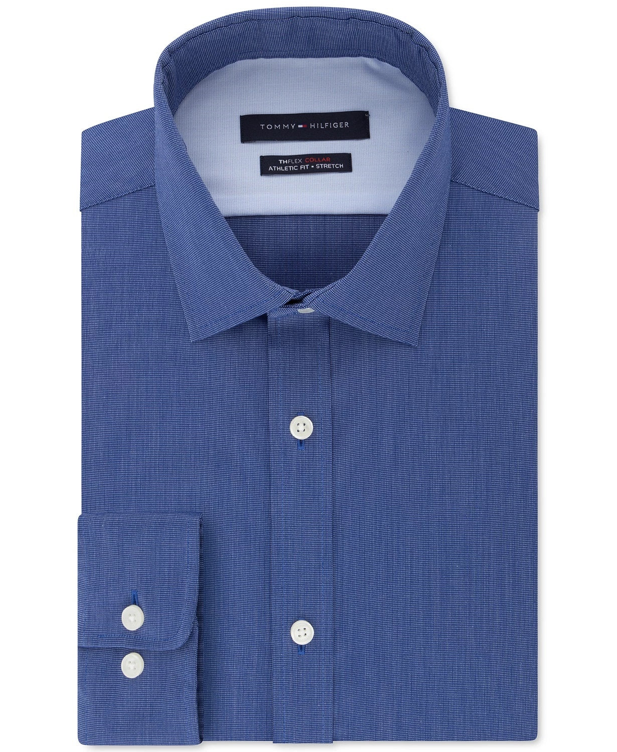 Tommy Hilfiger Men's Athletic-Fit Flex Collar Dress Shirt Navy Size 17.5X32-33