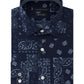 Tommy Hilfiger Men's Slim-Fit Non-Iron Thflex Supima Performance Stretch Paisley Print Dress Shirt Blue Size 17X34-35