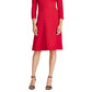 Ralph Lauren Women's Red Textured 3/4 Sleeve V Neck Above The Knee Sheath Party Dress Red Size 12