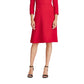 Ralph Lauren Women's Zippered 3/4 Sleeve V Neck Above The Knee Fit + Flare Cocktail Dress  Red Size 4P