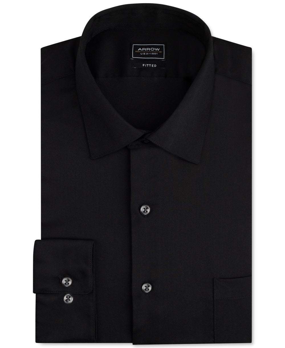 Arrow Men's Fitted Long Sleeves Dress Shirt Black Size 15.5X32X33