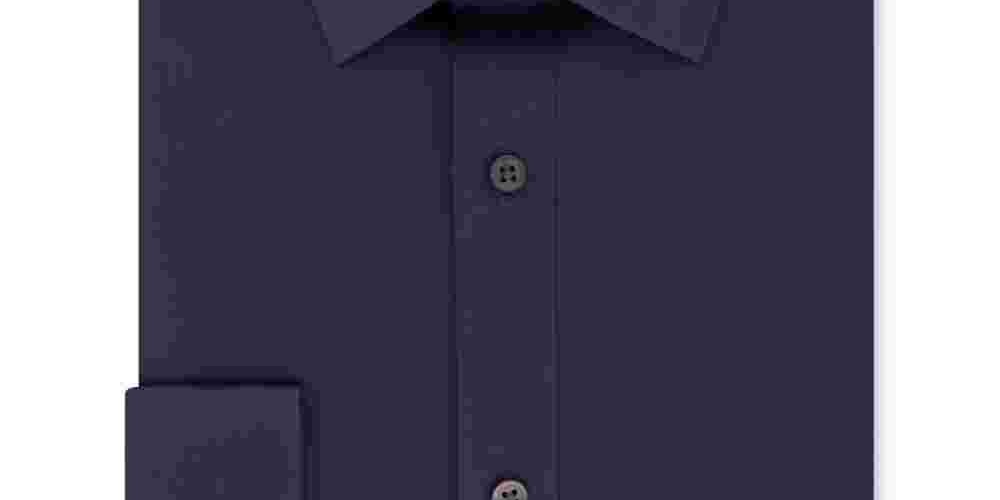 DKNY Men's Stretch Slim Fit Button-Down Shirt Navy Size 15X32-33