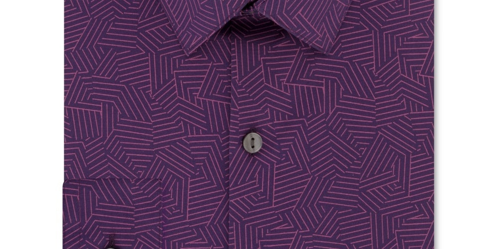 Kenneth Cole Reaction Men's Printed Slim Fit Button Down Shirt Purple Size 16X32X33