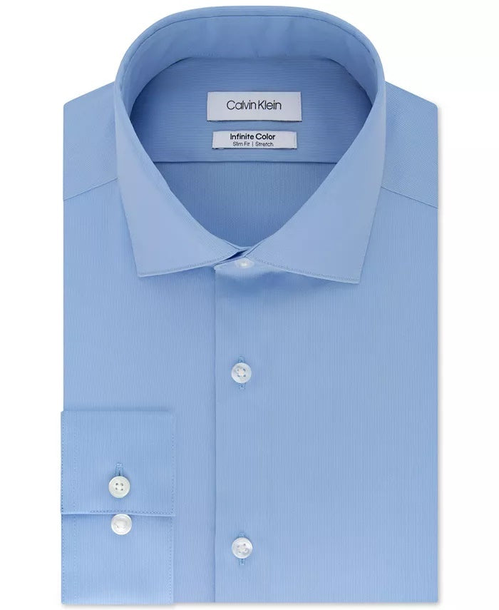 Calvin Klein Men's Slim Fit Non Iron Performance Stretch Infinite Color Solid Dress Shirt Navy Size 16X32X33