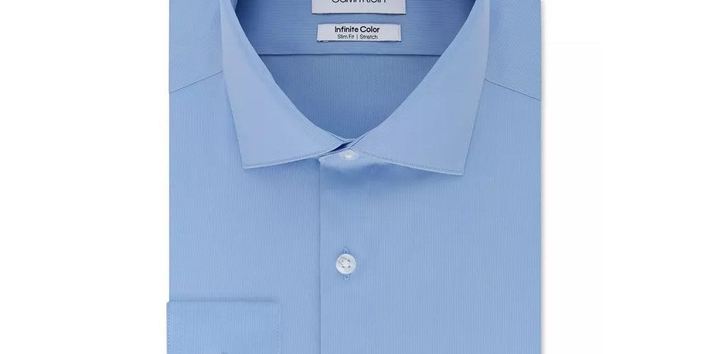 Calvin Klein Men's Slim Fit Non Iron Performance Stretch Infinite Color Solid Dress Shirt Navy Size 16X32X33