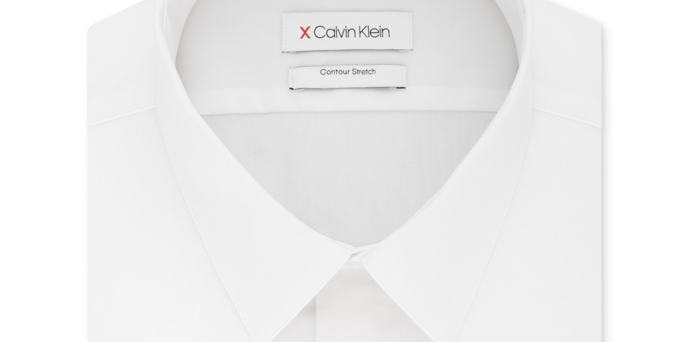 Calvin Klein Men's Extra Slim Fit Contour Stretch Wrinkle Free Solid Dress Shirt White Size 15.5X32-33