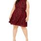 City Studios Juniors' Plus Lace Fit & Flare Dress Red Size 16 W