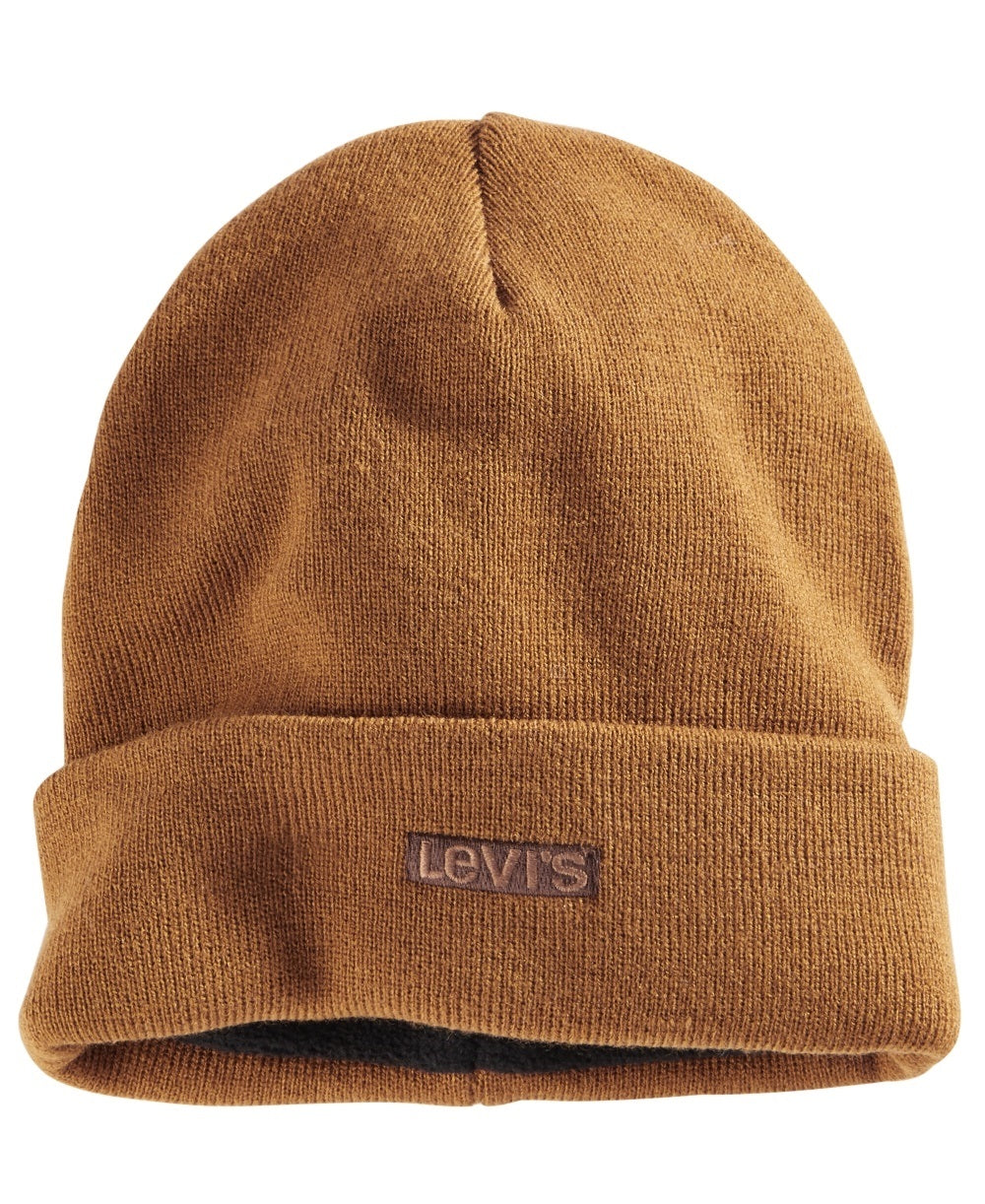 Levi's Men's Cuff Beanie With Tonal Embroidery Beige Size Regular