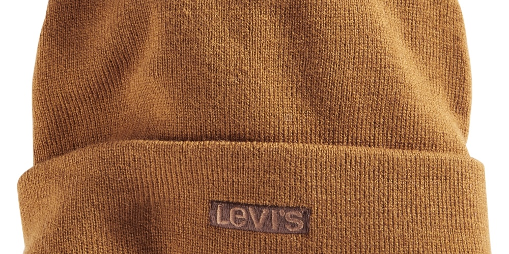 Levi's Men's Cuff Beanie With Tonal Embroidery Beige Size Regular